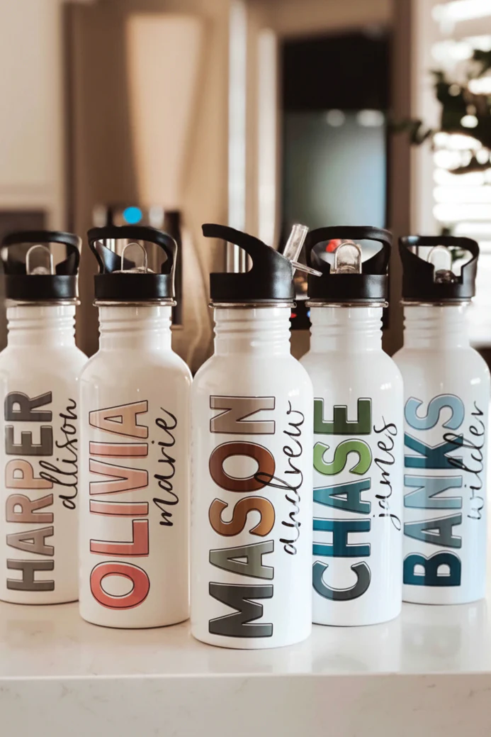Personalized Kids Color Block Water Bottles