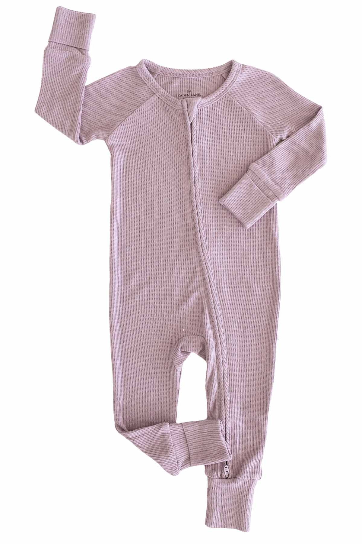 Embroidered Bamboo Waffle Convertible Zip Romper | Amethyst - Image 8