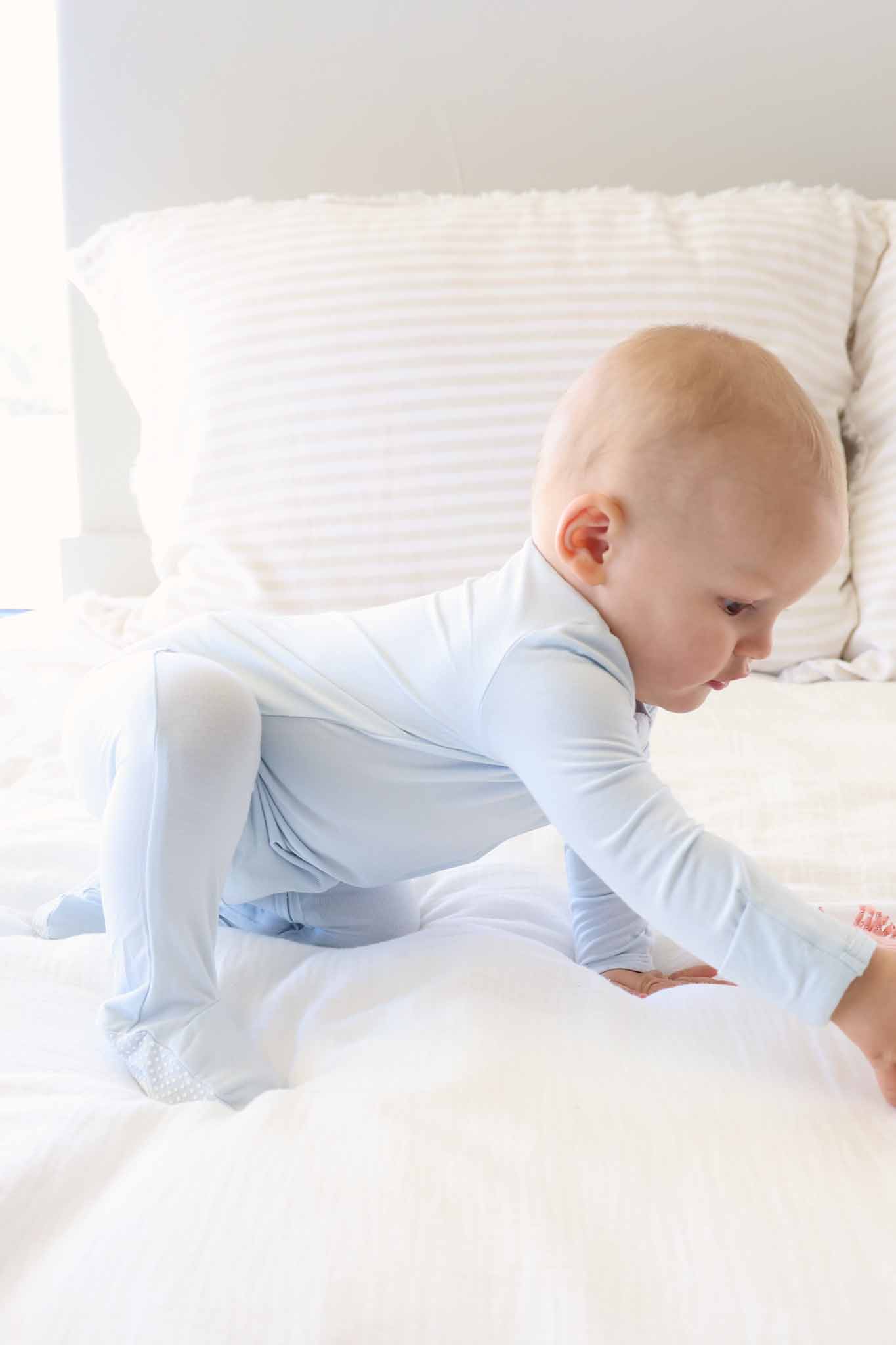 Baby Blue Bamboo Zipper Footie - Image 10