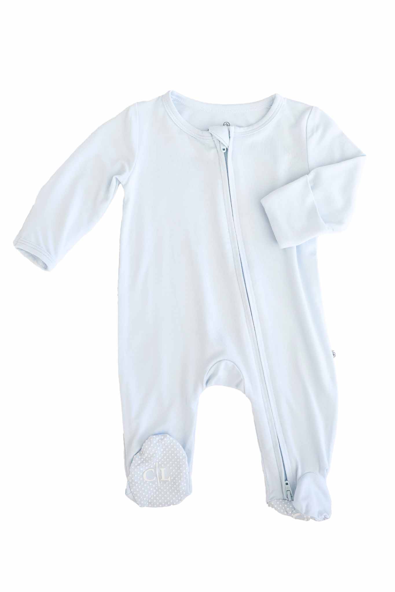Baby Blue Bamboo Zipper Footie - Image 2