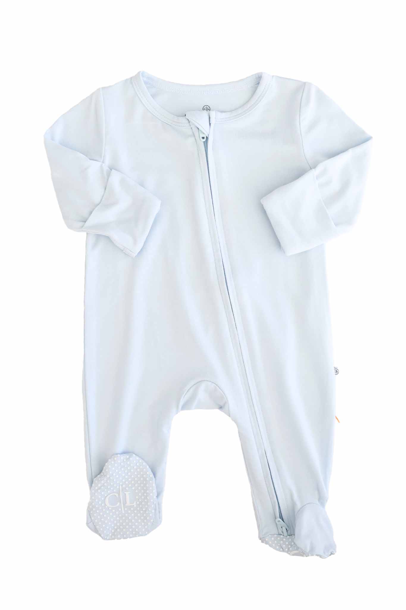 Baby Blue Bamboo Zipper Footie - Image 7