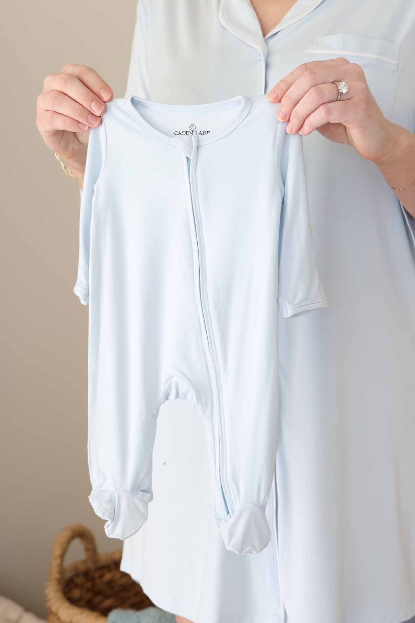 Baby Blue Bamboo Zipper Footie - Image 9
