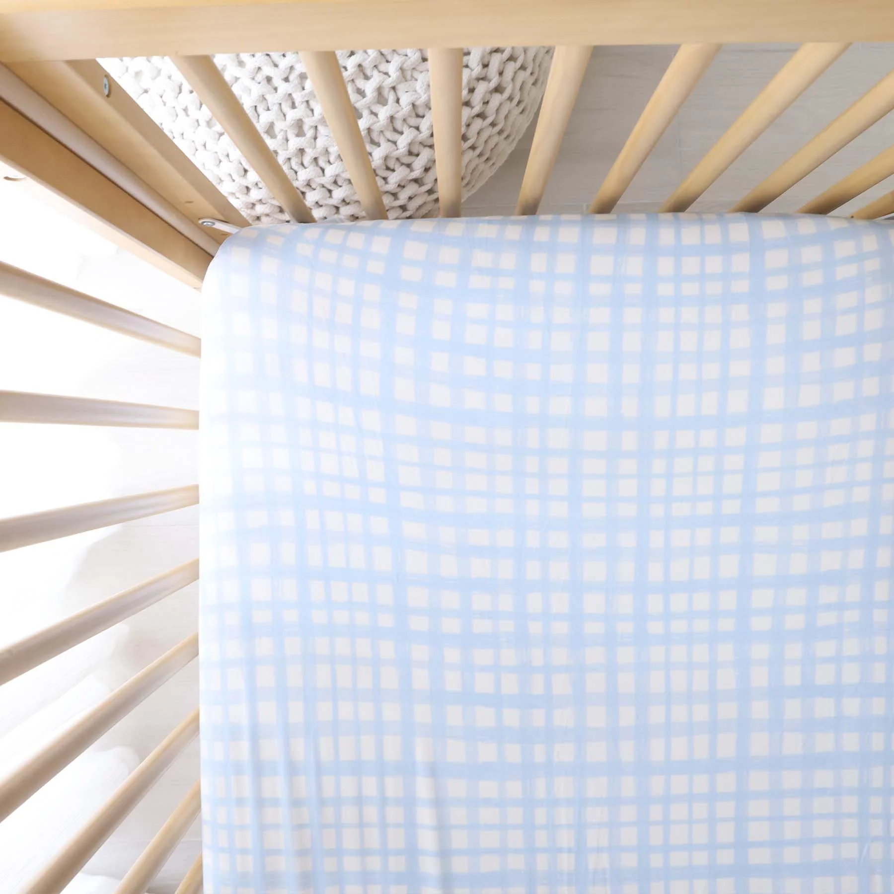 Baby Blue Plaid Crib Sheet - Image 3