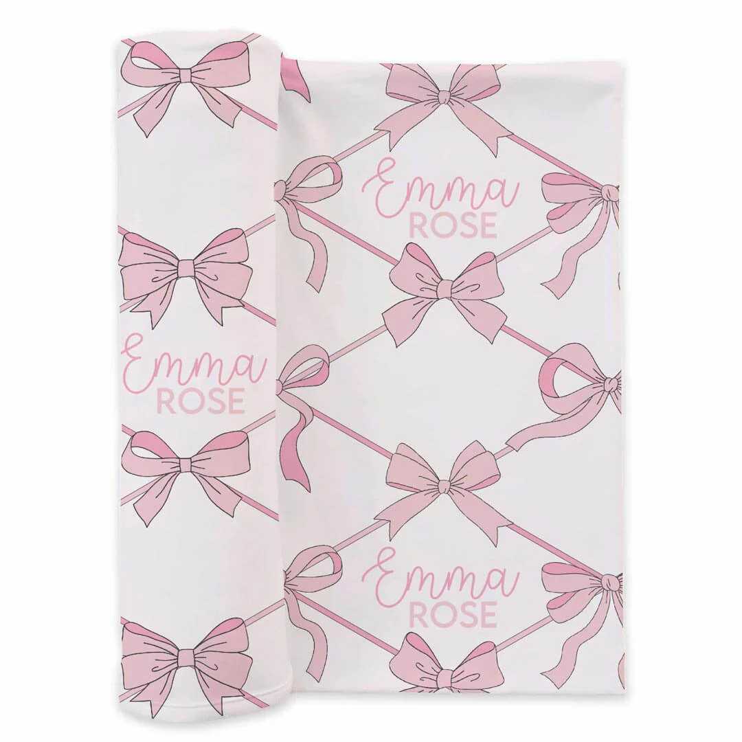 Baby Bows Personalized Swaddle Blanket - Image 2