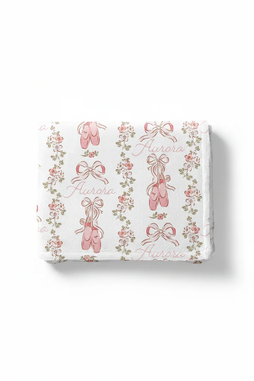 Ballet Blossoms Personalized Kids Blanket