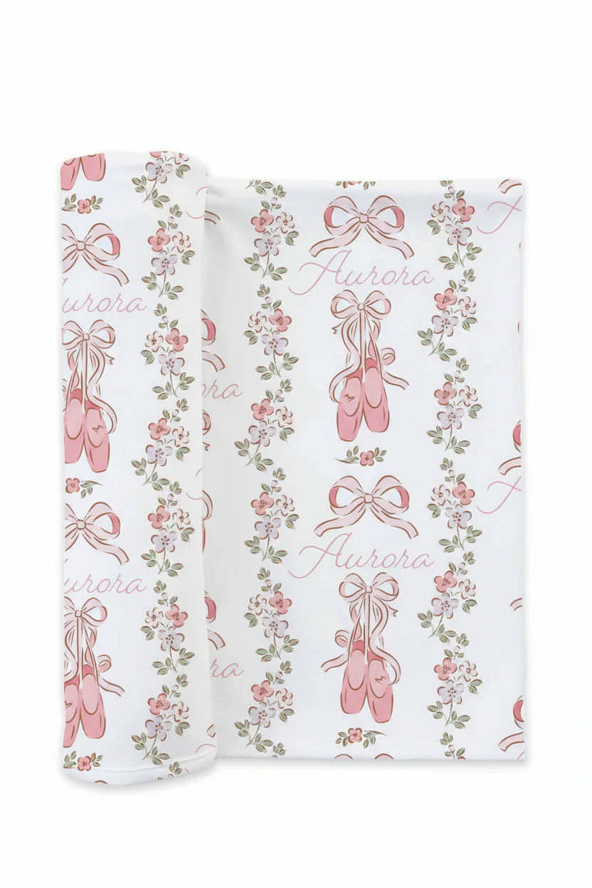 Ballet Blossoms Personalized Swaddle Blanket - Image 2