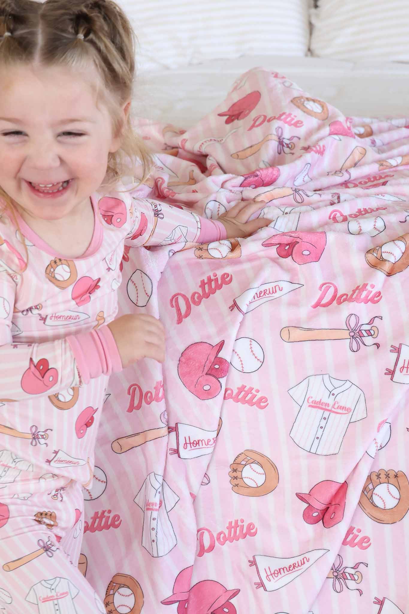 Ballpark Babes Personalized Kids Blanket - Image 3