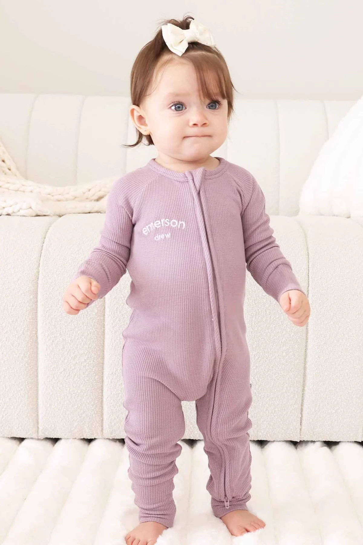 Embroidered Bamboo Waffle Convertible Zip Rompers | In Bloom - Image 4