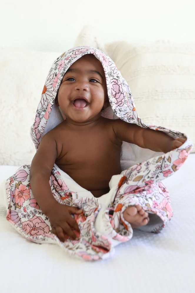 Bamboo Hooded Towel | Purple Floral - Image 4
