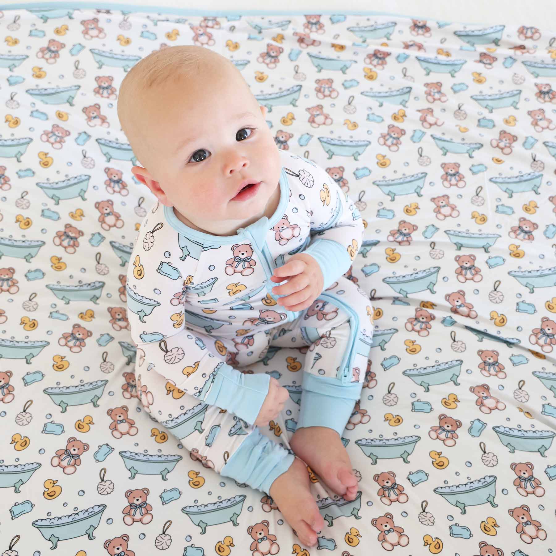Bathtime Besties Convertible Zip Romper | Blue - Image 10