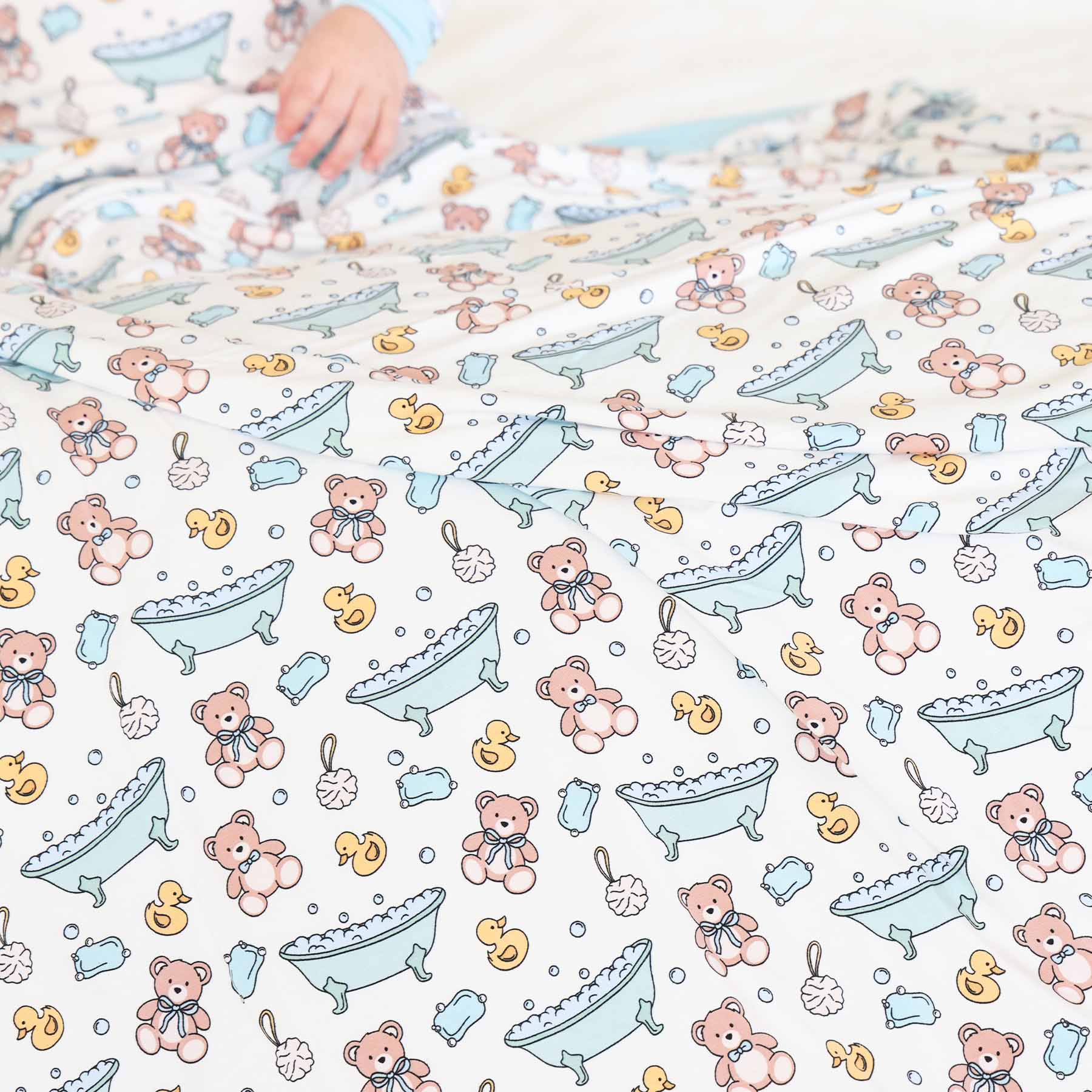 Bathtime Besties Double Sided Bamboo Blanket | Blue - Image 5