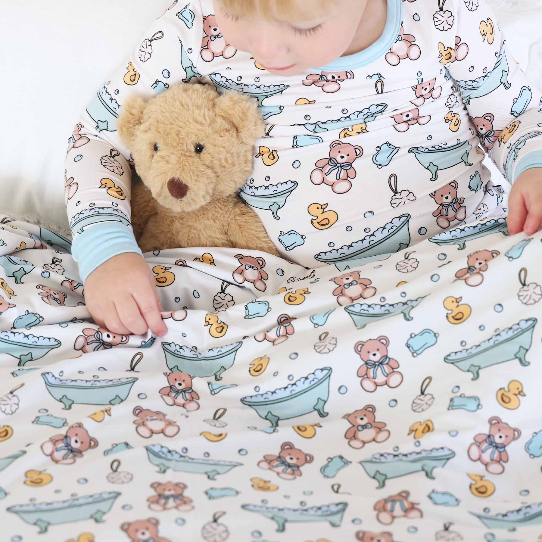 Bathtime Besties Double Sided Bamboo Blanket | Blue - Image 7