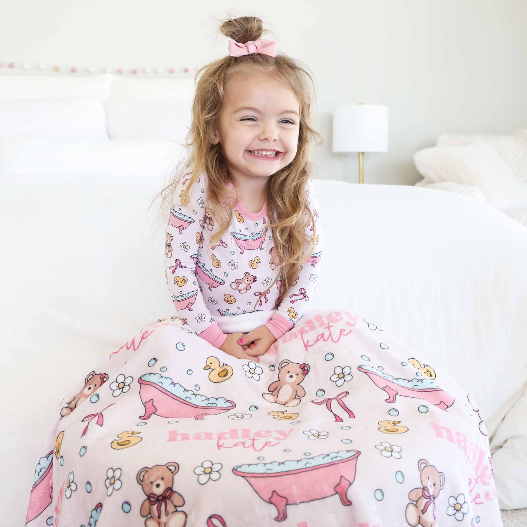 Bathtime Besties Personalized Kids Blanket | Pink - Image 3