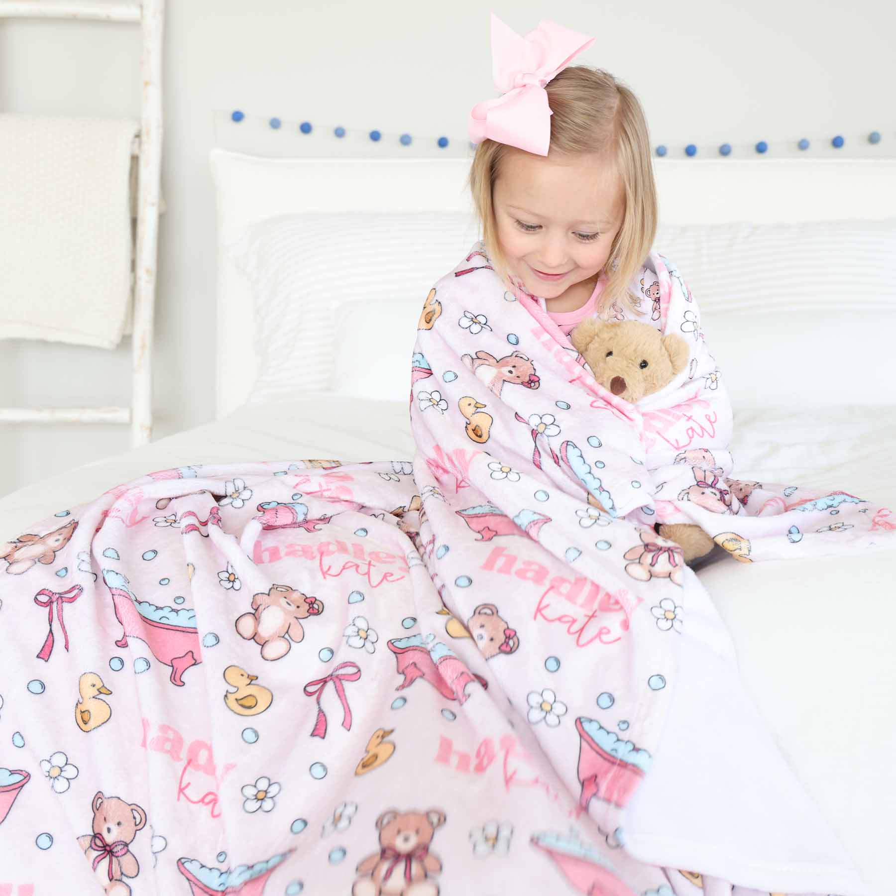 Bathtime Besties Personalized Kids Blanket | Pink - Image 5