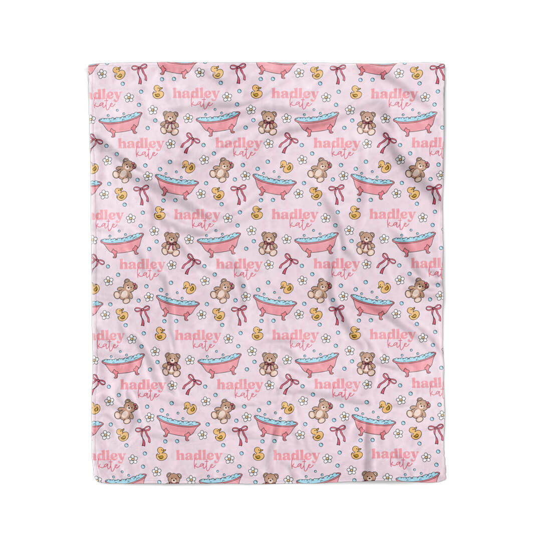 Bathtime Besties Personalized Kids Blanket | Pink - Image 6