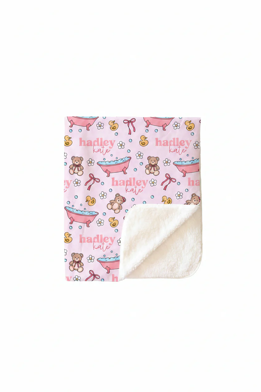 Bathtime Besties Personalized Kids Blanket | Pink - Image 8