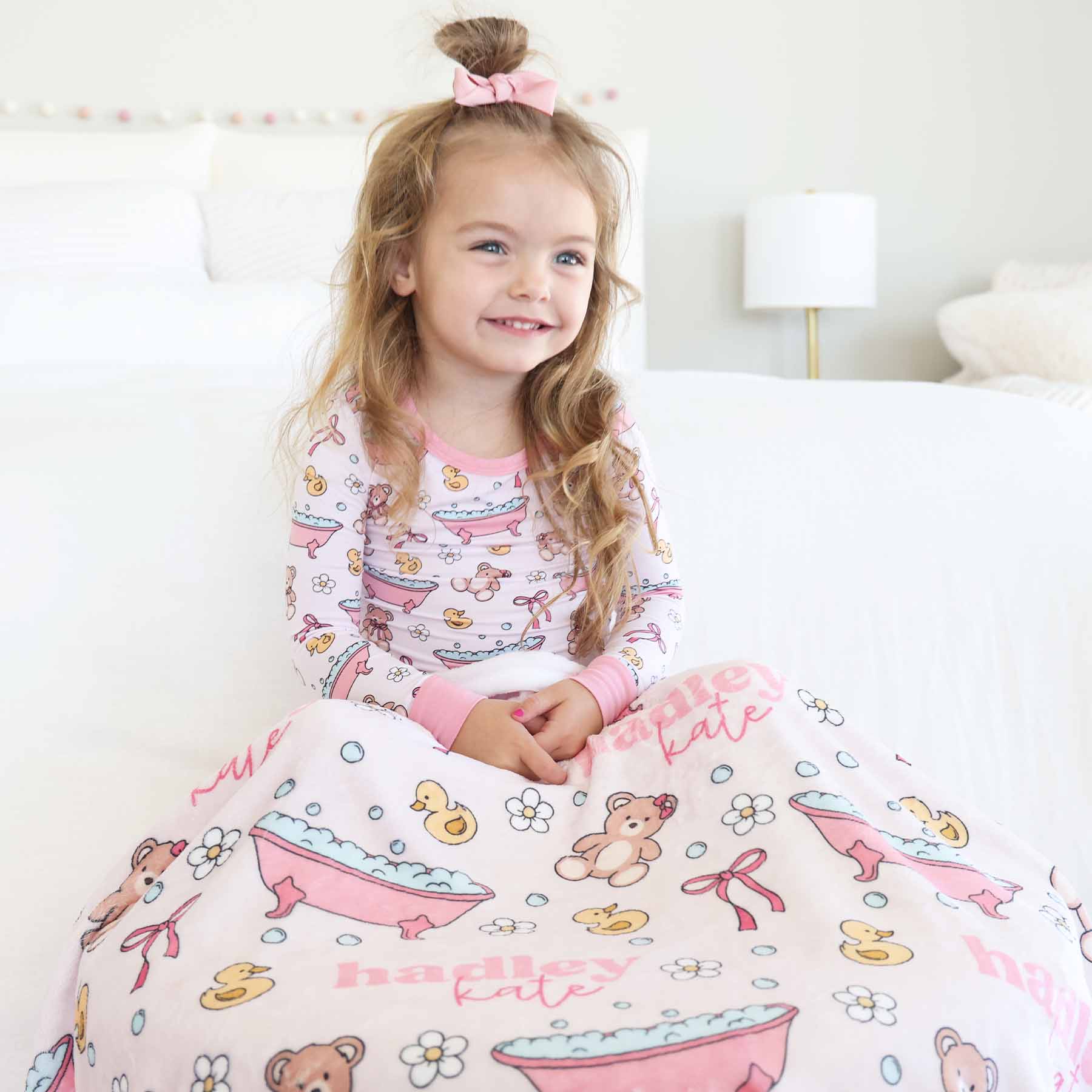 Bathtime Besties Personalized Kids Blanket | Pink - Image 9