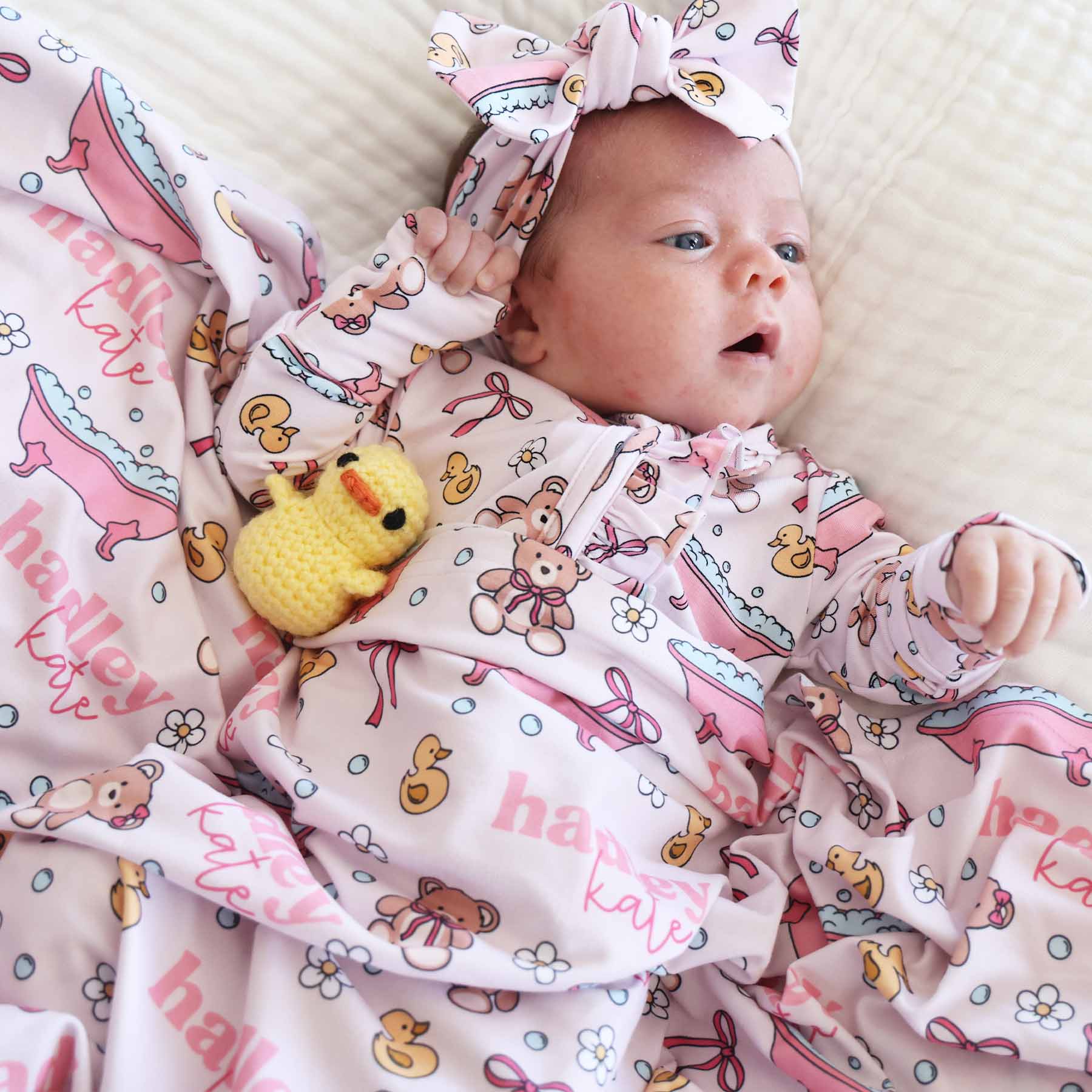 Bathtime Besties Personalized Swaddle Blanket | Pink - Image 5