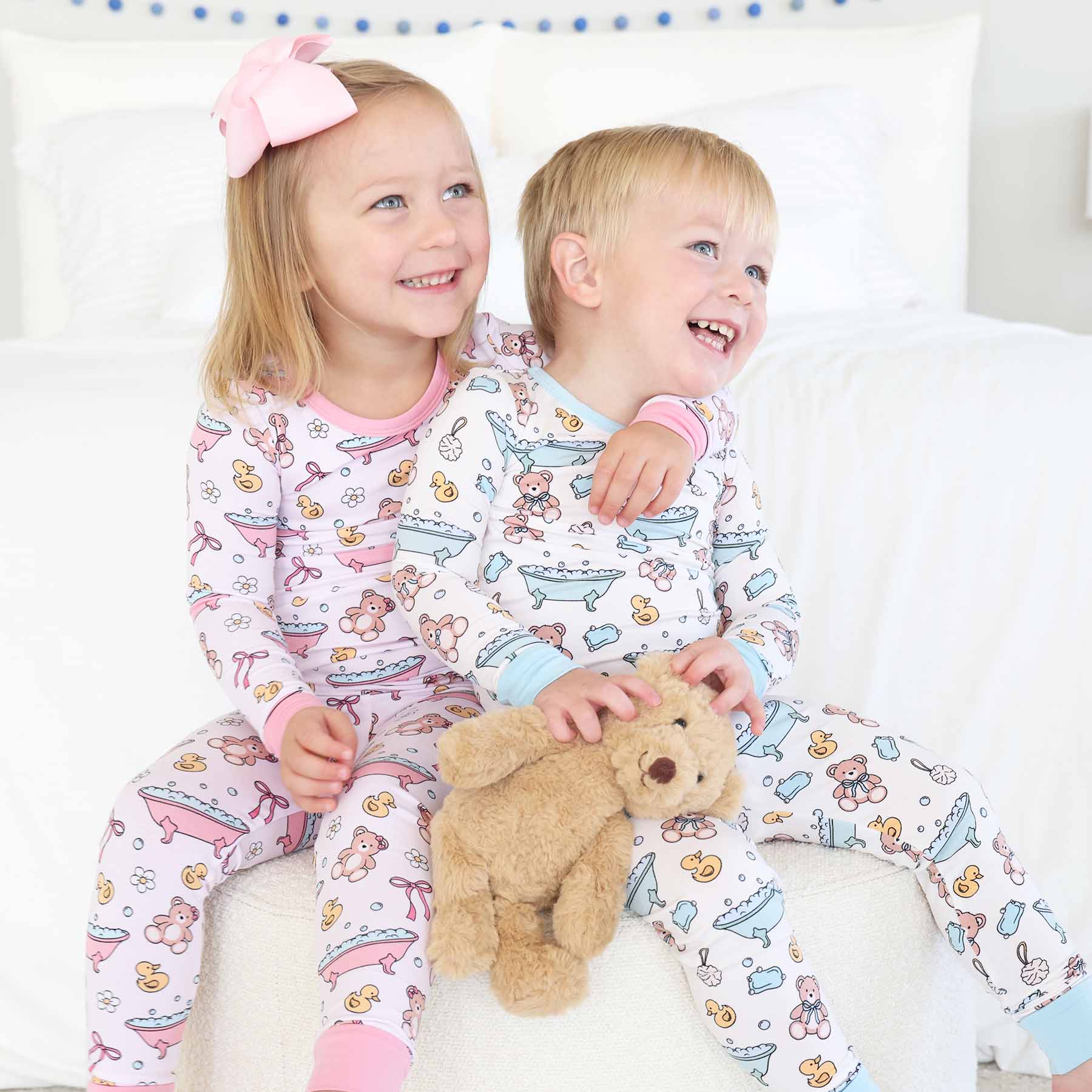 Bathtime Besties Two Piece Pajama Set | Blue - Image 5