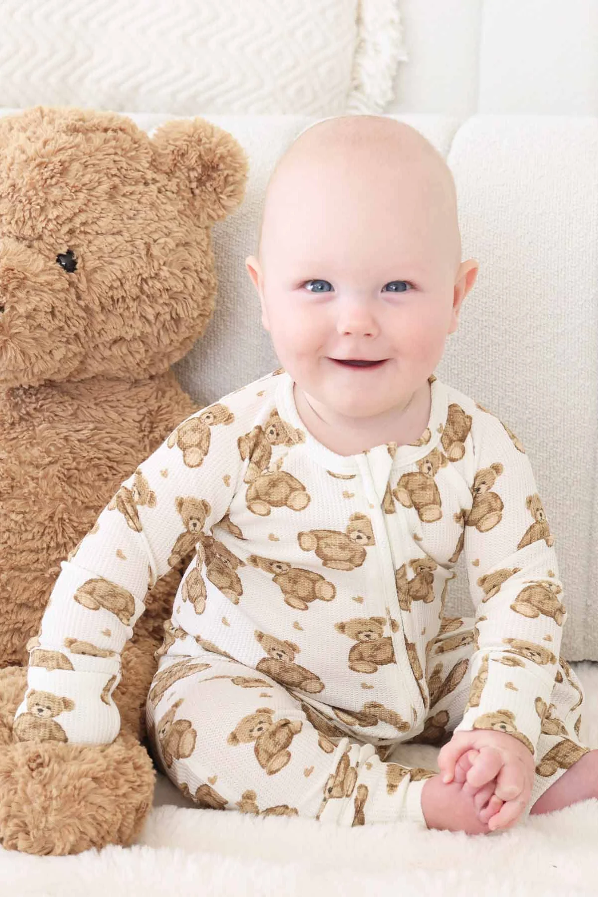 Beary Sweet Bamboo Waffle Convertible Zip Romper - Image 10