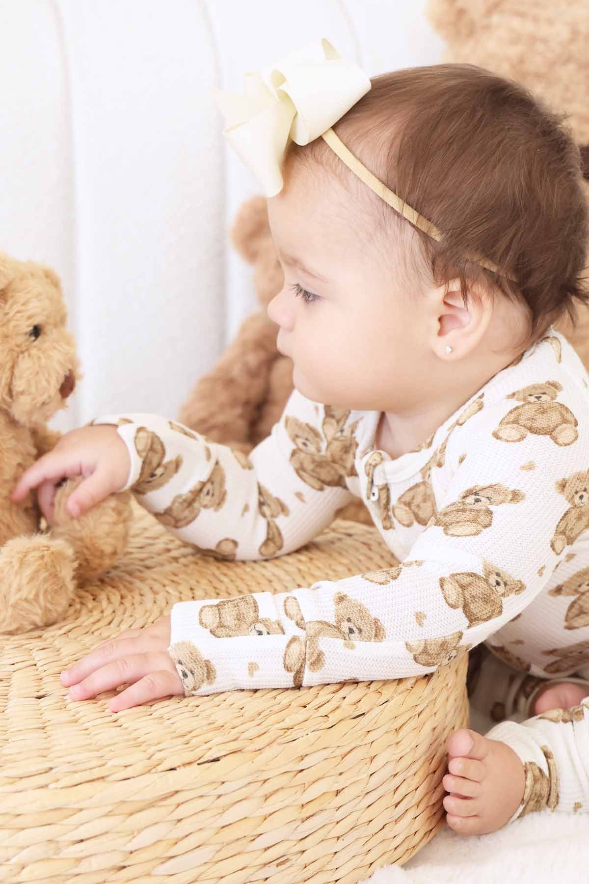 Beary Sweet Bamboo Waffle Convertible Zip Romper - Image 12