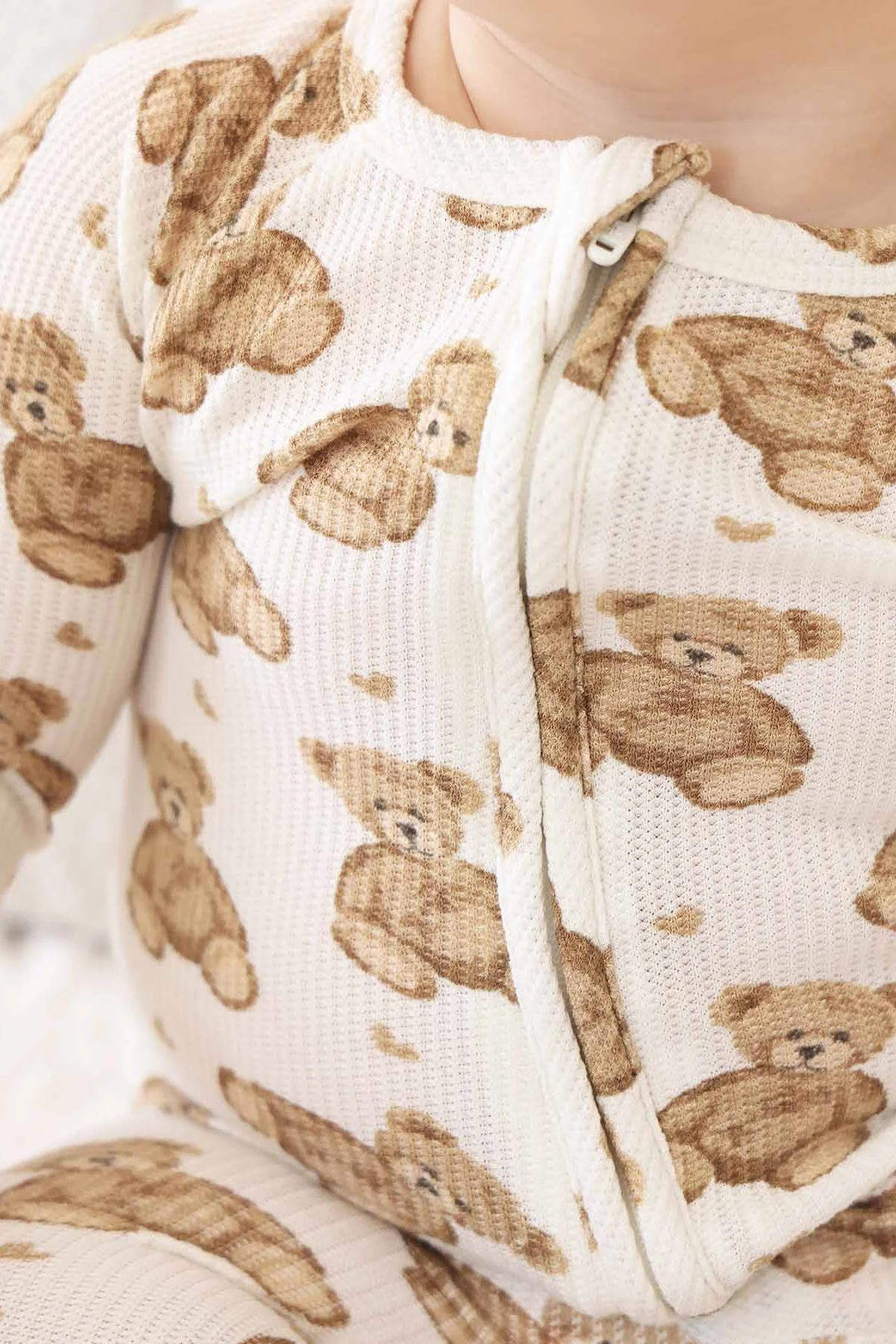 Beary Sweet Bamboo Waffle Convertible Zip Romper - Image 3