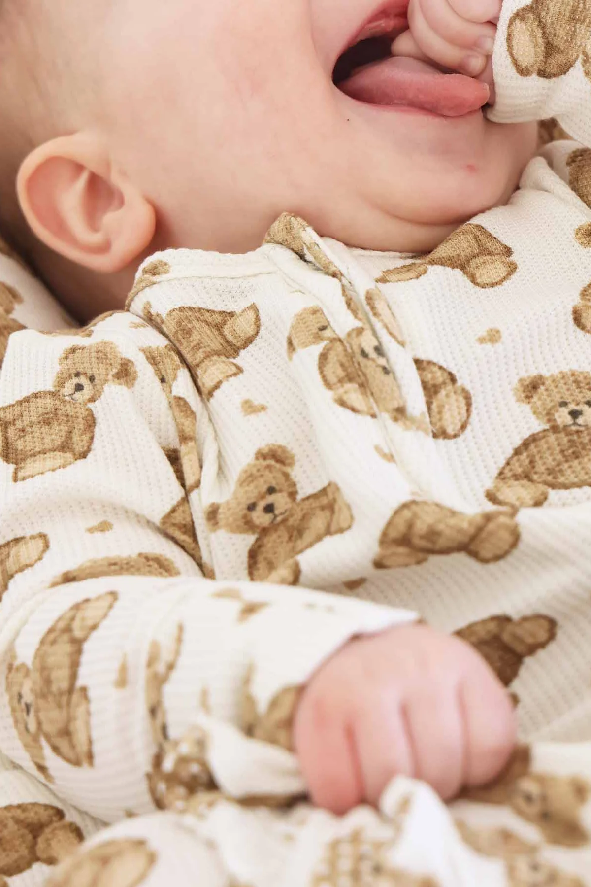 Beary Sweet Bamboo Waffle Zipper Footie - Image 7