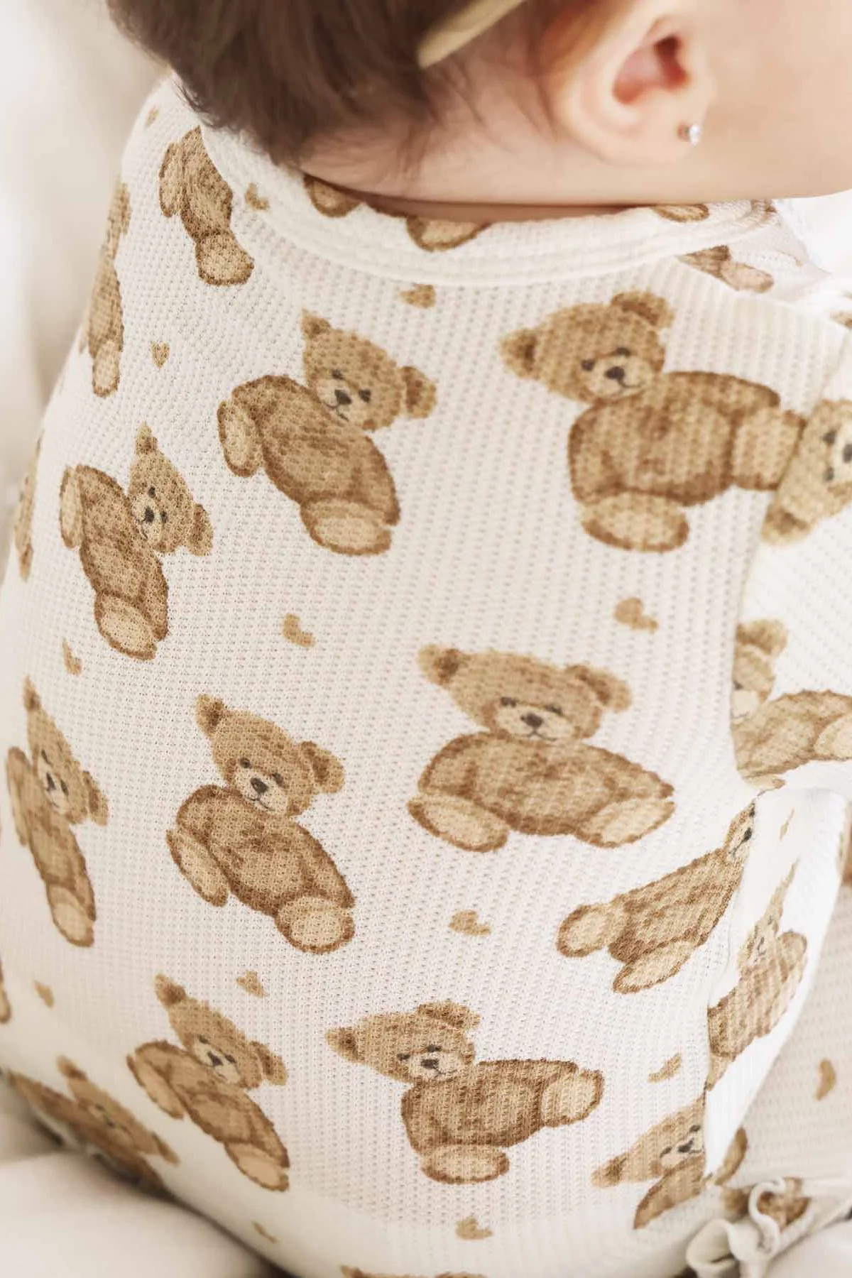 Beary Sweet Bamboo Waffle Zipper Ruffle Footie - Image 8