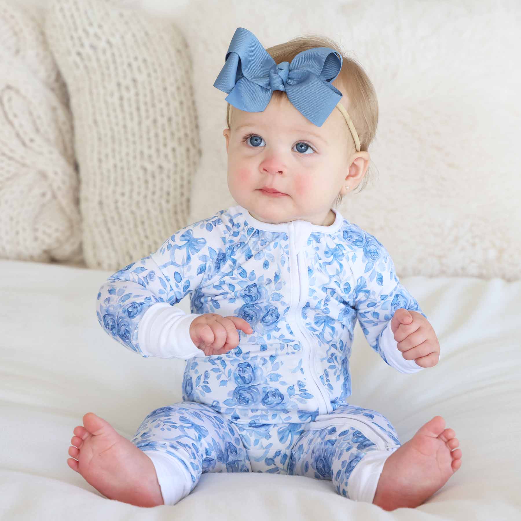 Ribbon Bow Headband | Vintage Blue - Image 3