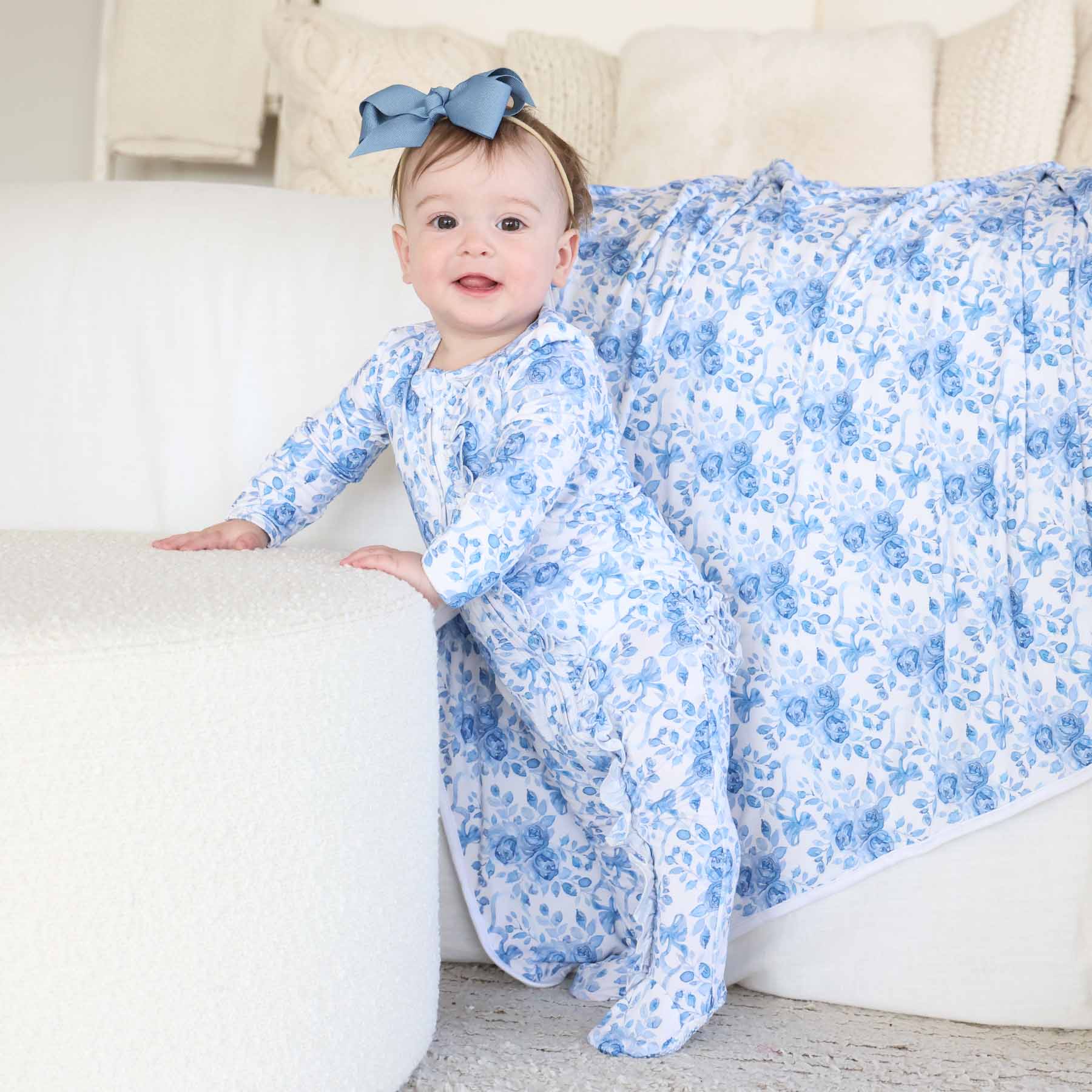 Ribbon Bow Headband | Vintage Blue - Image 4