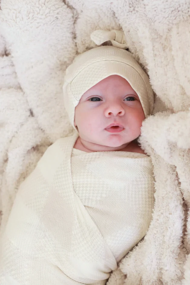 Big Check Bamboo Waffle Oversized Swaddle Blanket | Sand