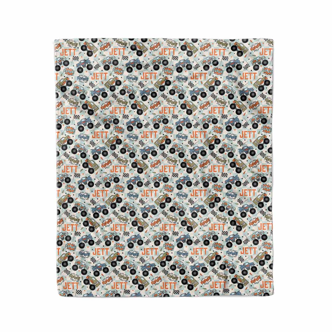 Big Wheelin' Personalized Kids Blanket - Image 3