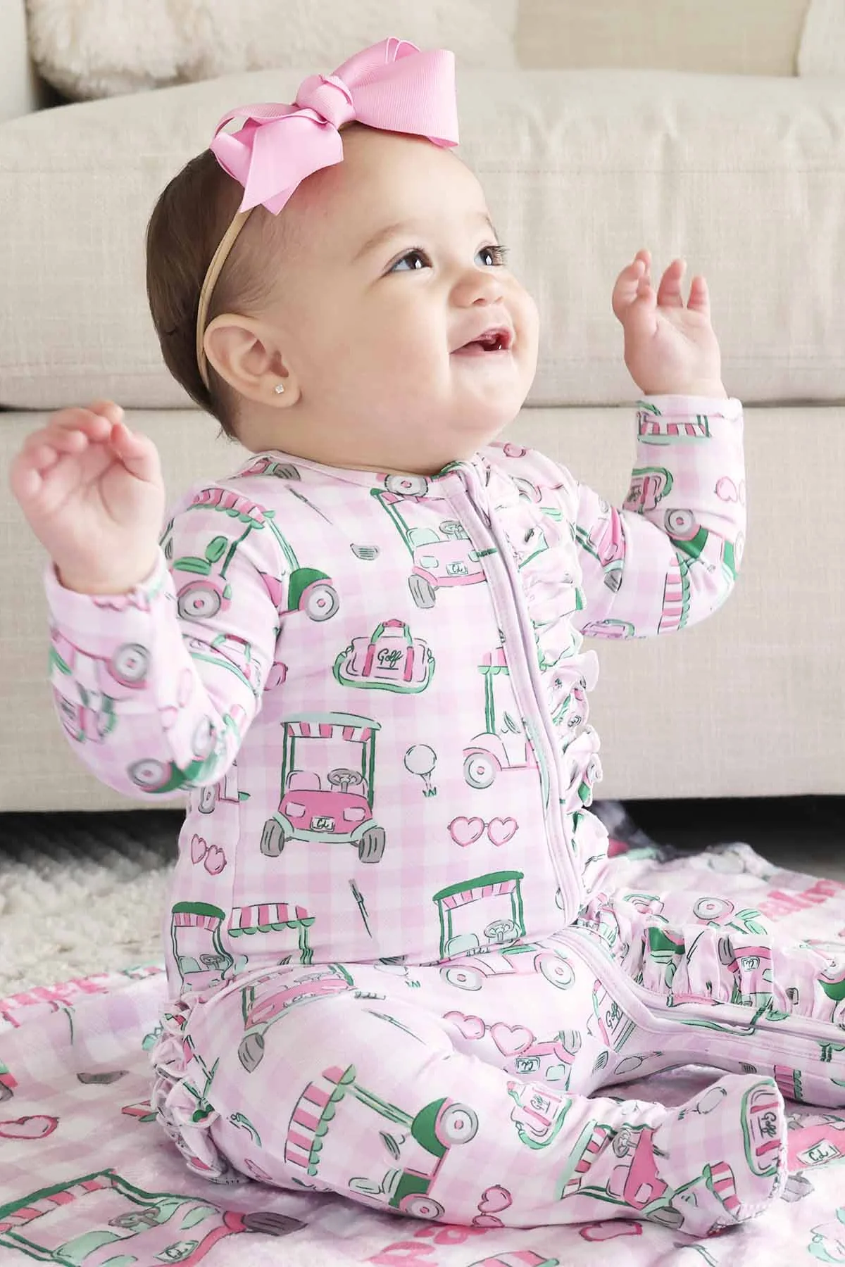 Birdie Babes Ruffle Zipper Footie | Pink - Image 6