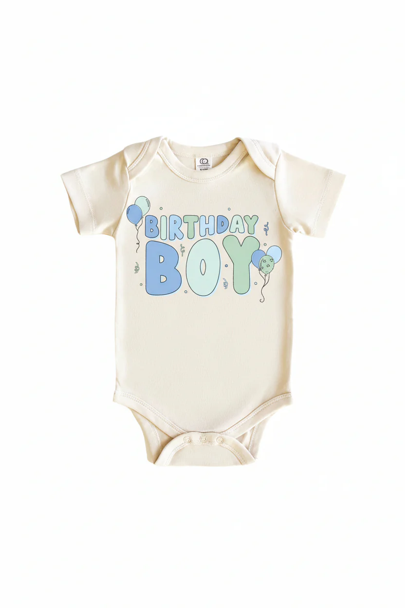 Birthday Boy Graphic Bodysuit & Kids Tee | Natural - Image 2