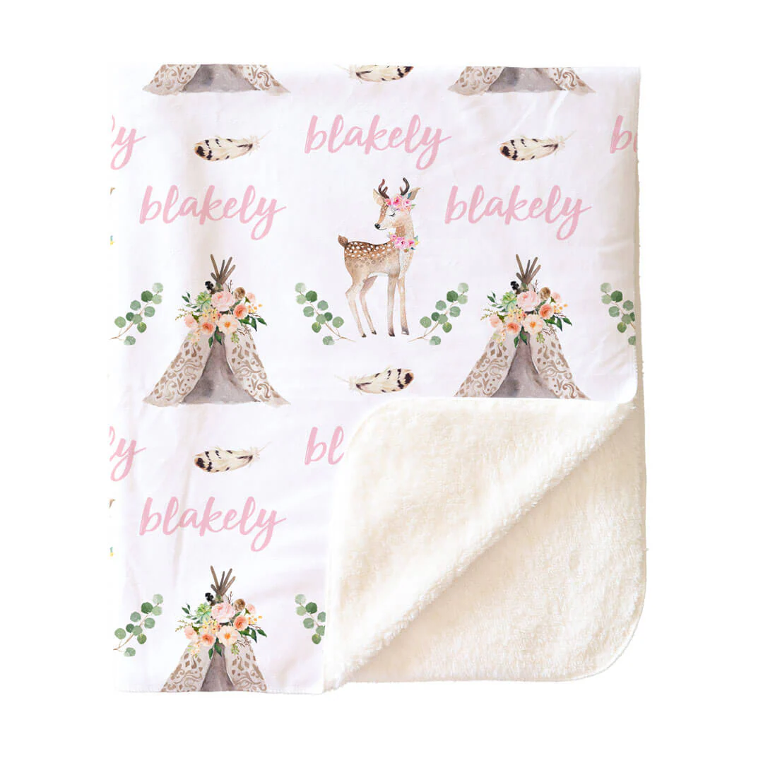 Blakely's Boho Deer Personalized Toddler Blanket - Image 3