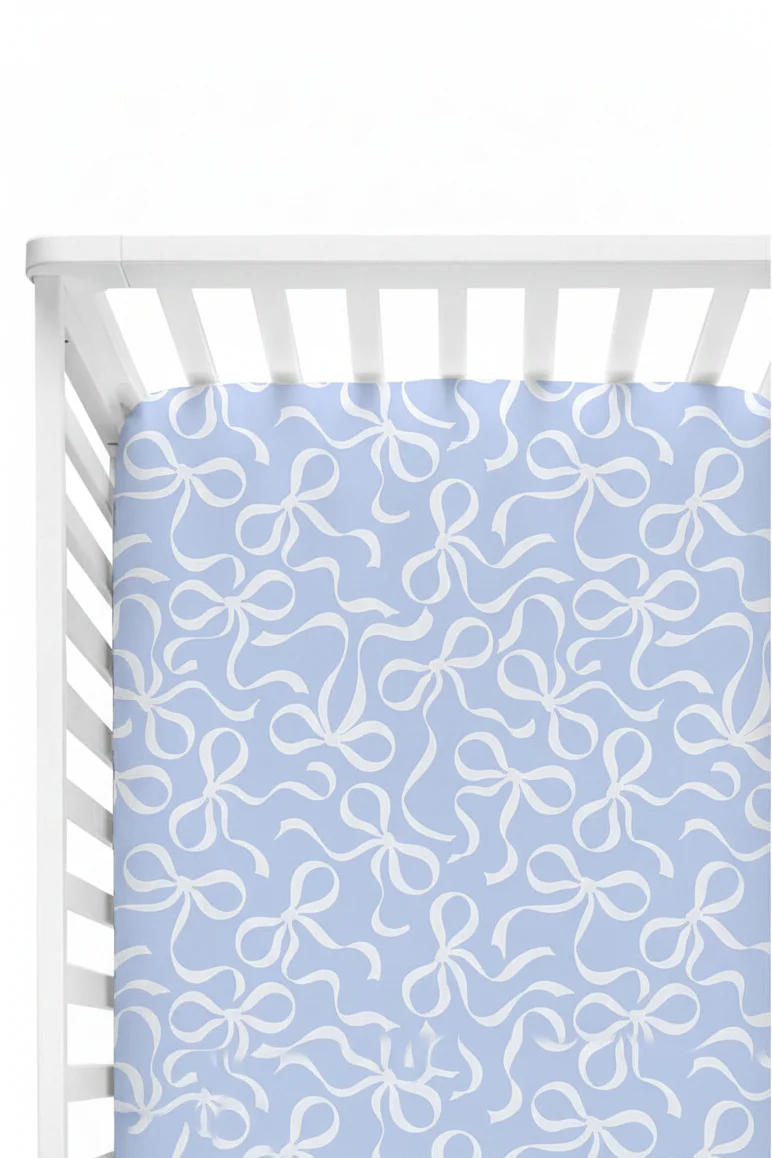 Blue-tiful Bows Crib Sheet