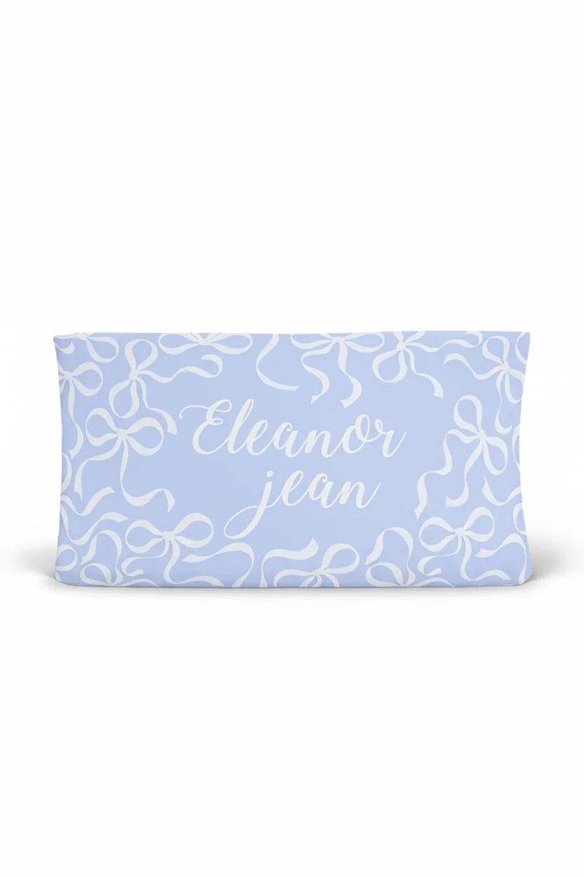 Blue-tiful Bows Personalized Changing Pad Cover