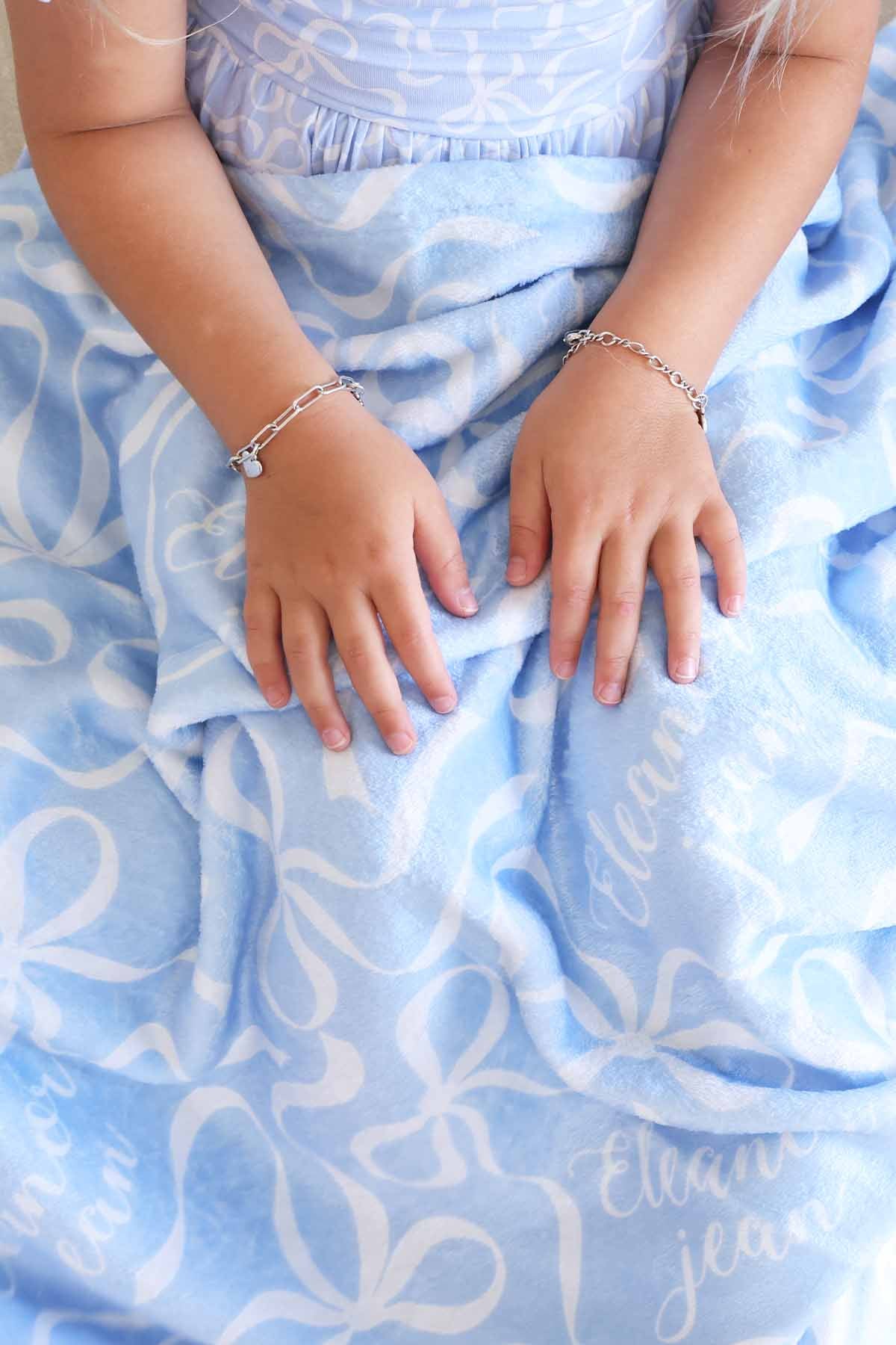 Blue-tiful Bows Personalized Kids Blanket - Image 2
