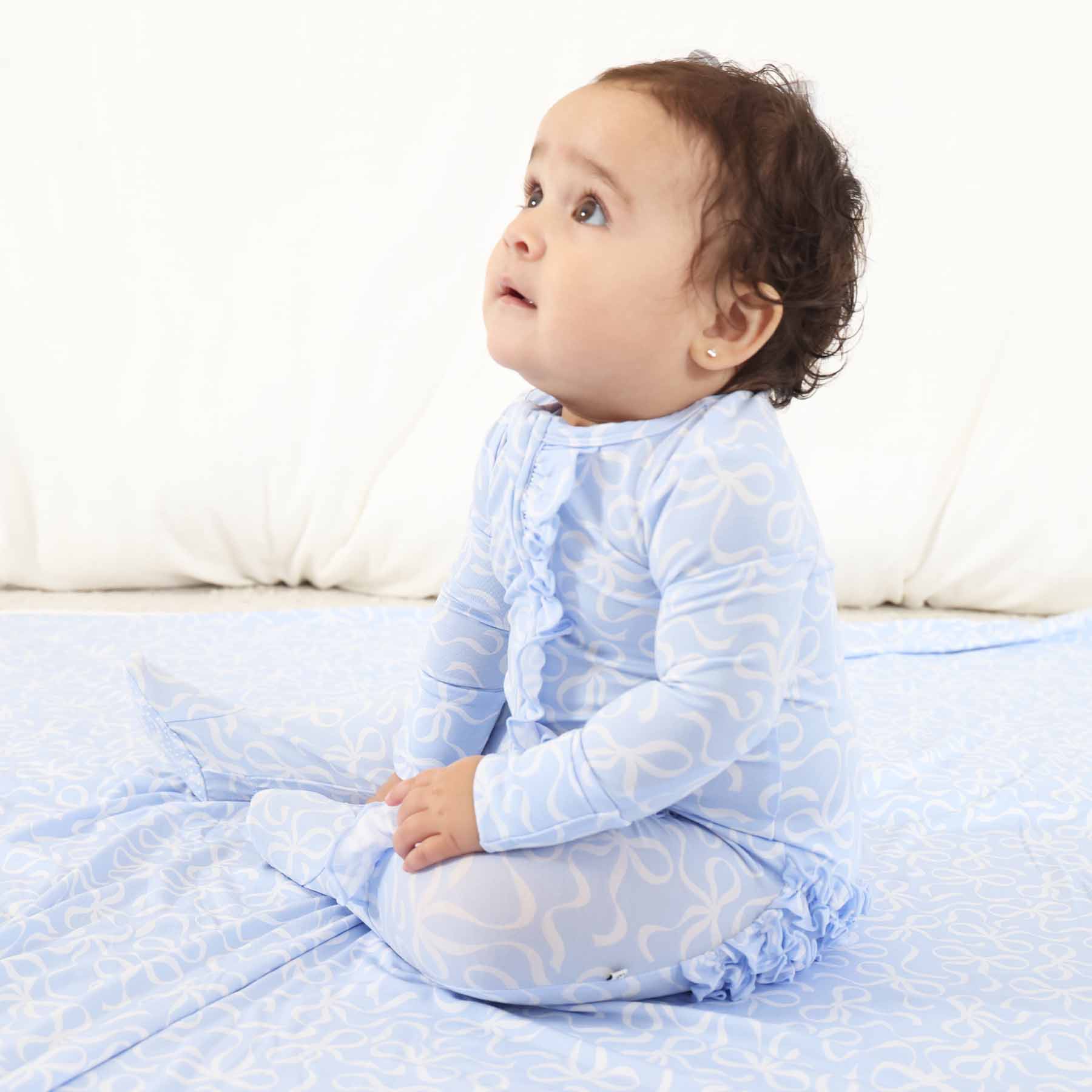 Blue-tiful Bows Ruffle Zipper Footie - Image 11