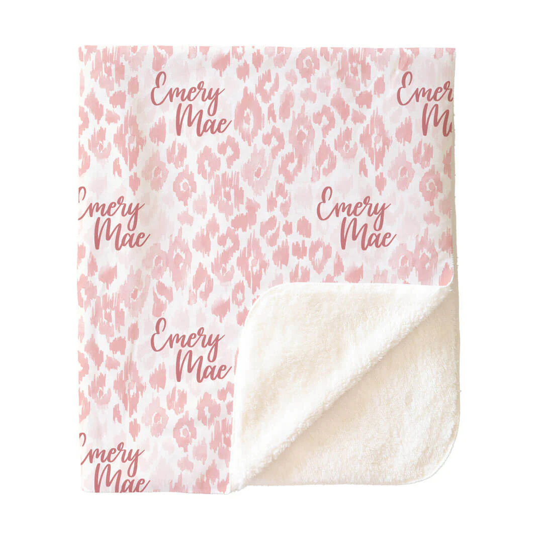 Blush Leopard Personalized Kids Blanket - Image 3