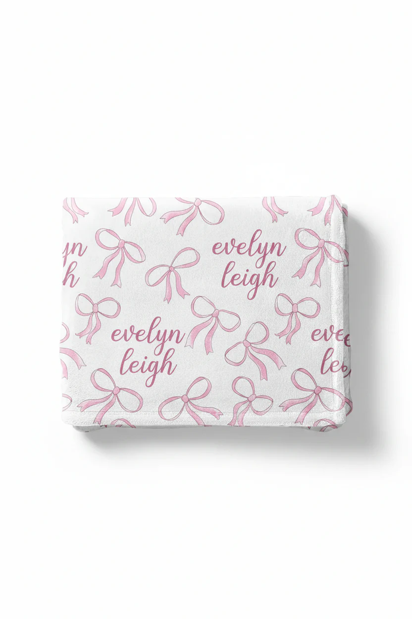 Blushing Bows Personalized Kids Blanket