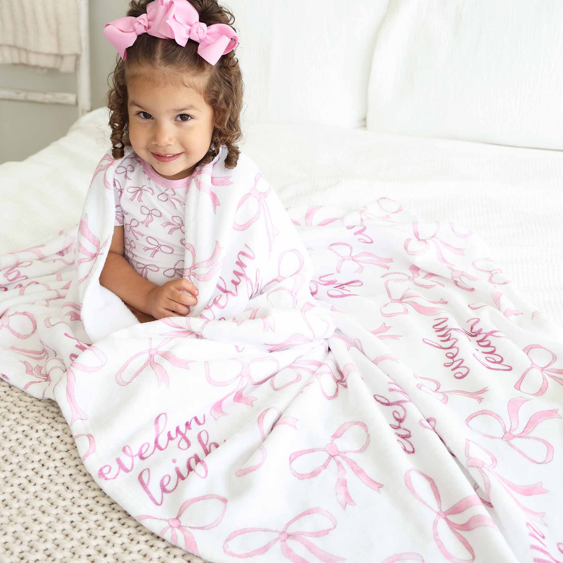 Blushing Bows Personalized Kids Blanket - Image 2