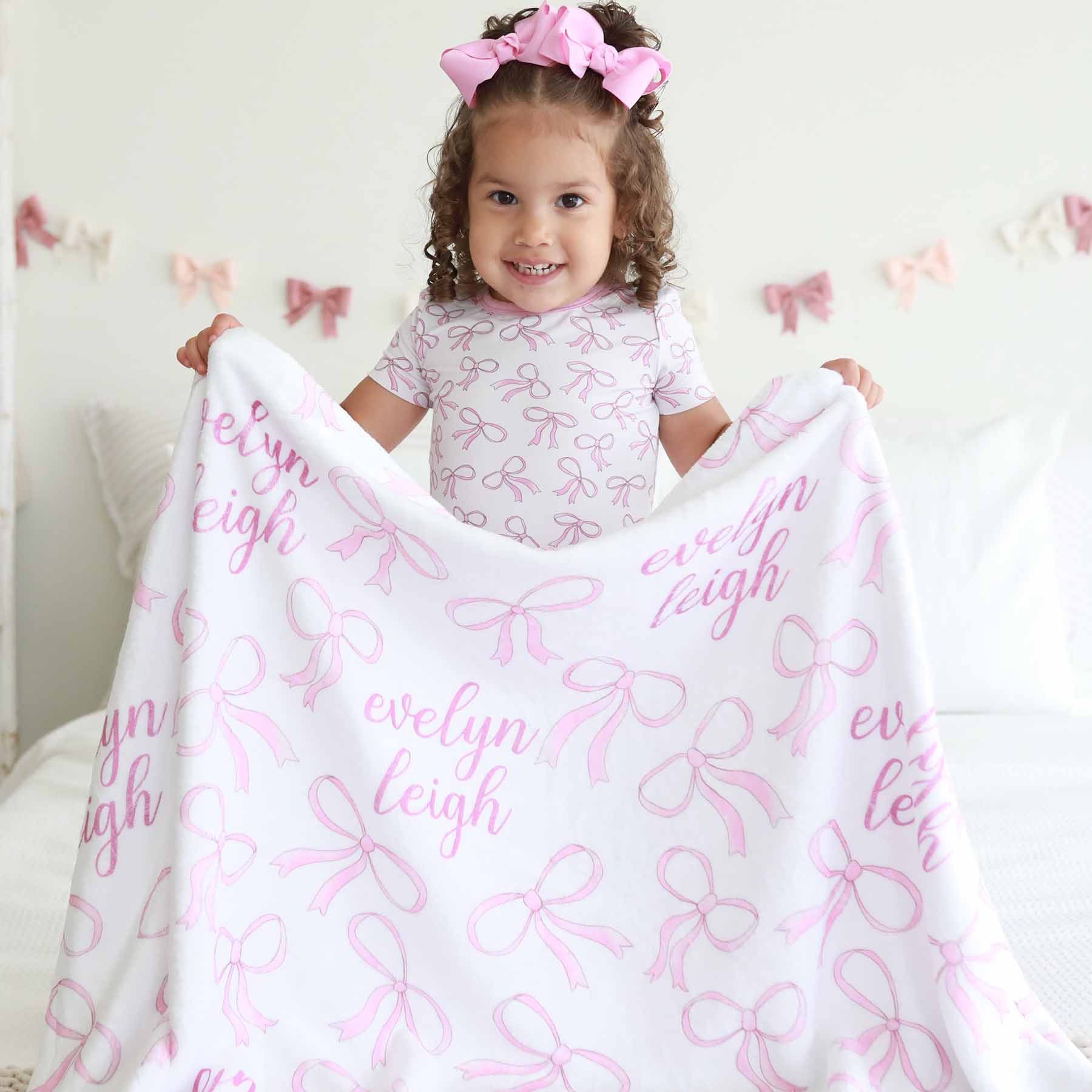 Blushing Bows Personalized Kids Blanket - Image 3
