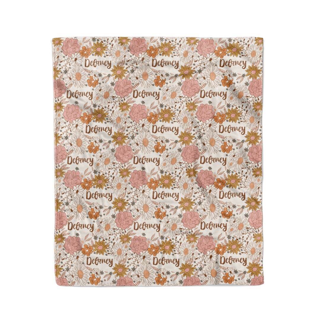 Boho Floral Personalized Kids Blanket - Image 2