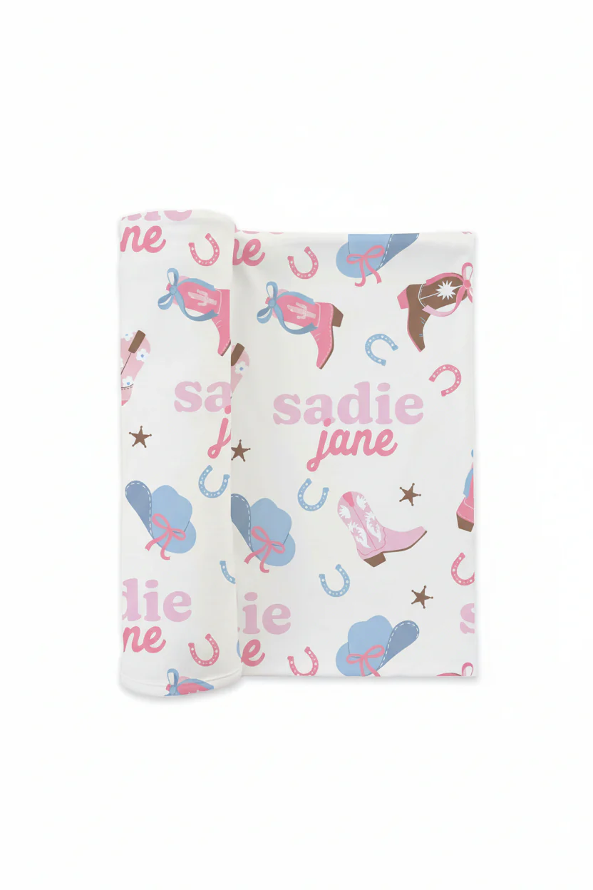 Boot Scootin' Personalized Swaddle Blanket - Image 4
