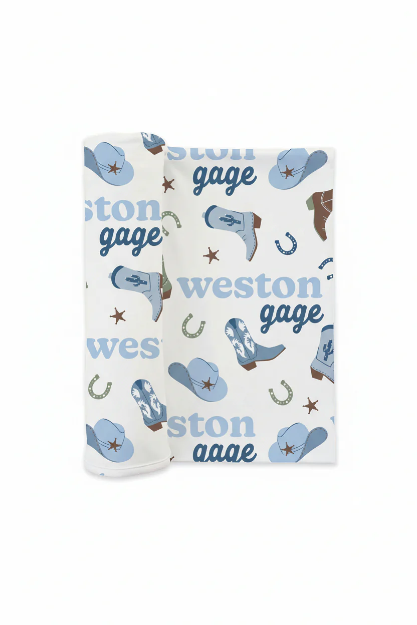 Boot Scootin' Personalized Swaddle Blanket - Image 2