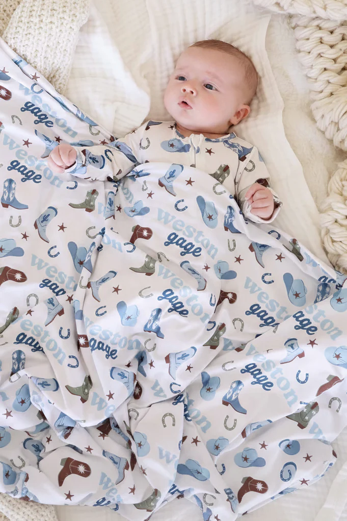 Boot Scootin' Personalized Swaddle Blanket