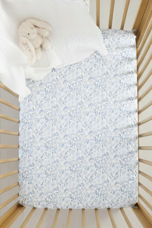 Botanical Blue Crib Sheet