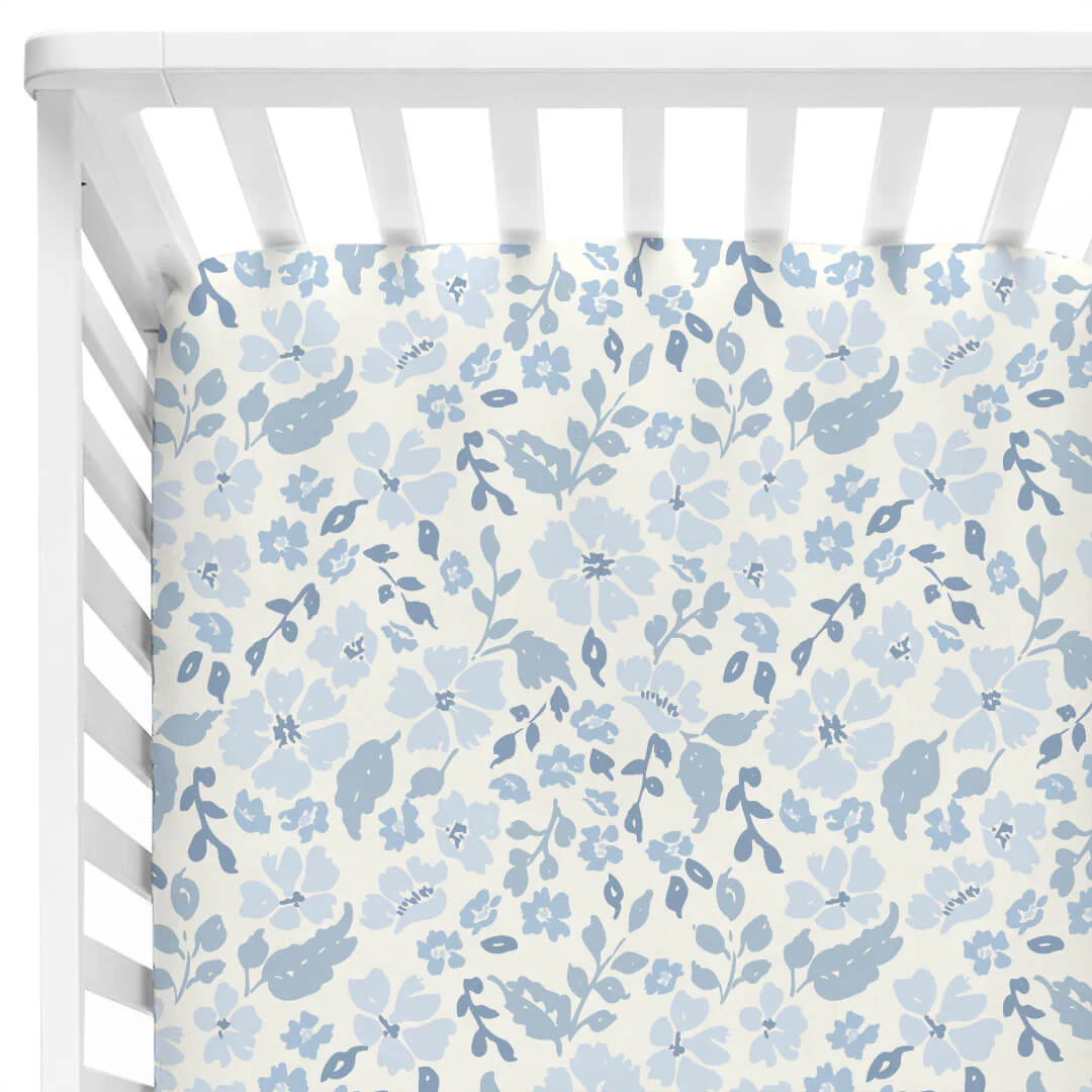 Botanical Blue Crib Sheet - Image 2