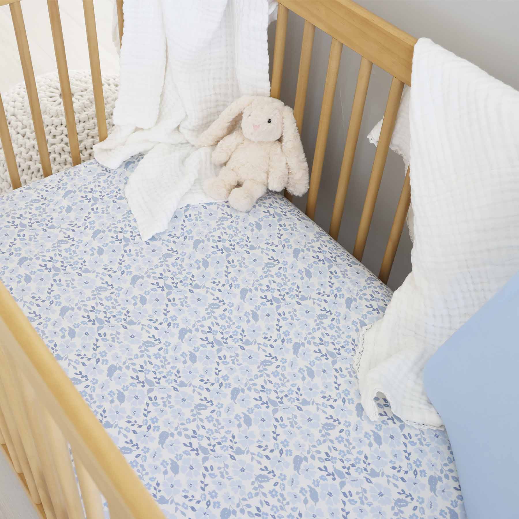 Botanical Blue Crib Sheet - Image 3